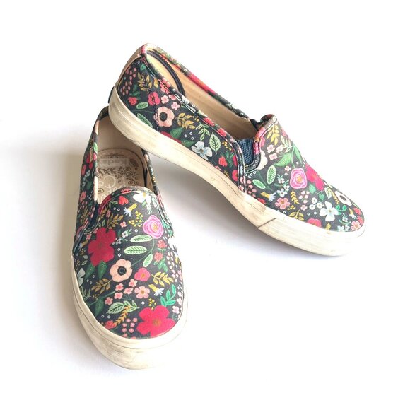 Keds x Rifle Paper Co Double Decker Wild Rose Canvas Slip-On, Sz 8.5 - Picture 1 of 11